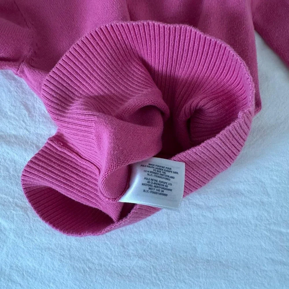 Kids Pink Ralph Lauren V neck sweater